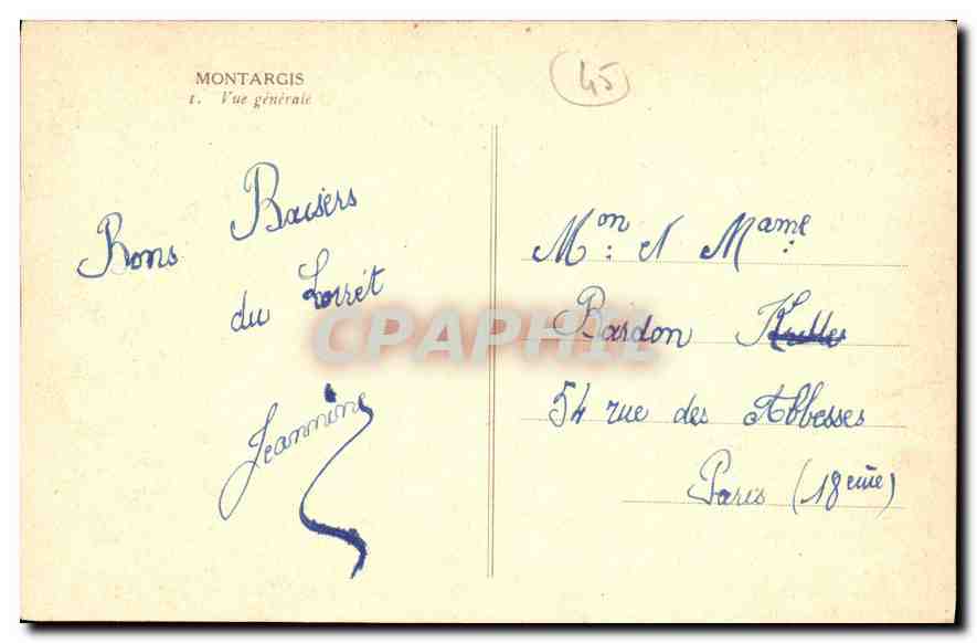 CPA Montargis Vue generale — Rückseite
