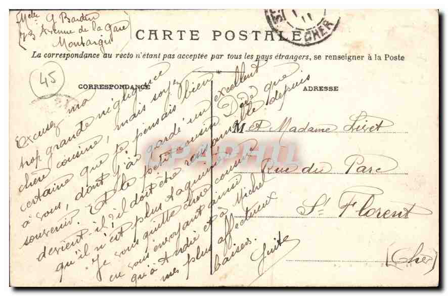 CPA Montargis Le Deversoir — Rückseite