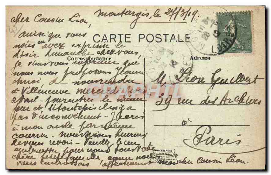 CPA Montargis Hotel de Ville — Rückseite