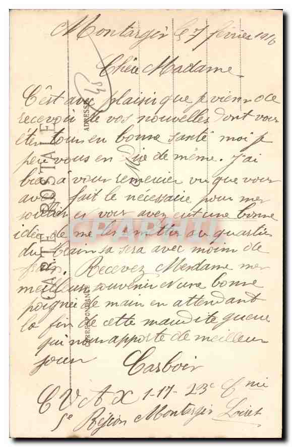 CPA Montargis L'Hotel de Ville — Rückseite