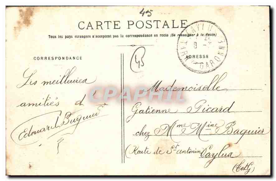 CPA Montargis Entree de la Foret — Rückseite