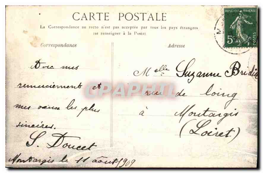 CPA Montargis Hotel de Ville — Verso