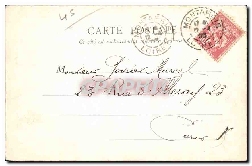CPA Montargis Jardin d'Urzy et Hotel de Ville — Rückseite