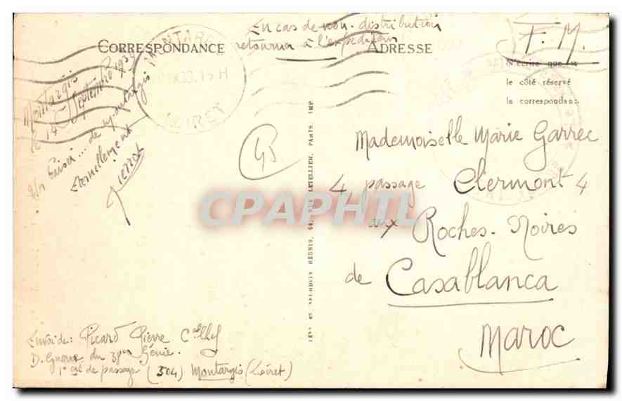 CPA Montargis Le Chateau et le Canal — Back