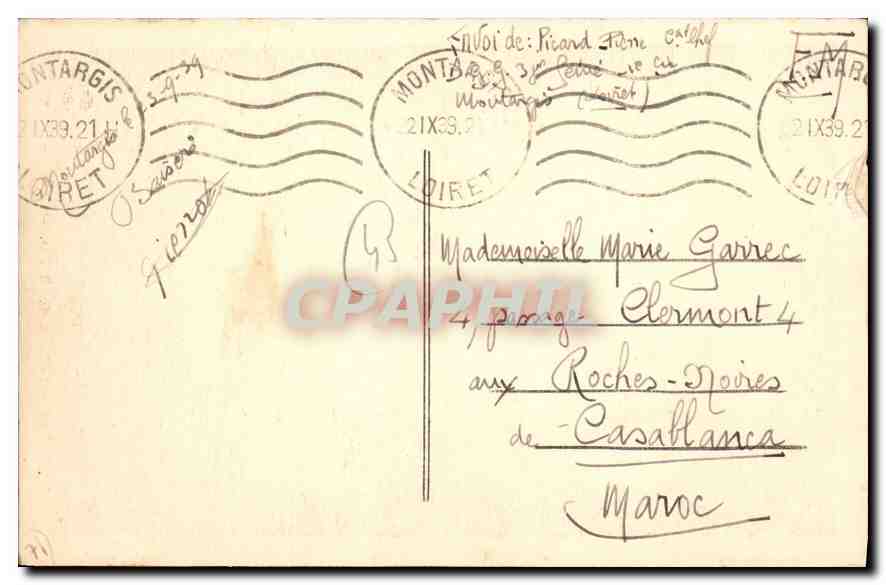 CPA Montargis Le Loing derriere le Jardin Durzy — Back