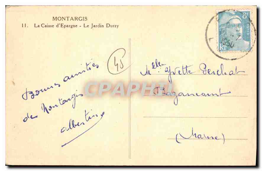 CPA Montargis La Caisse d'Epargne — Rückseite