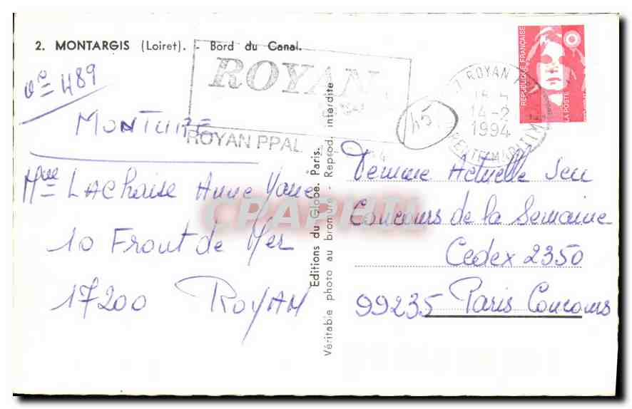 CPA Montargis (Loiret) Bord du Canal — Rückseite