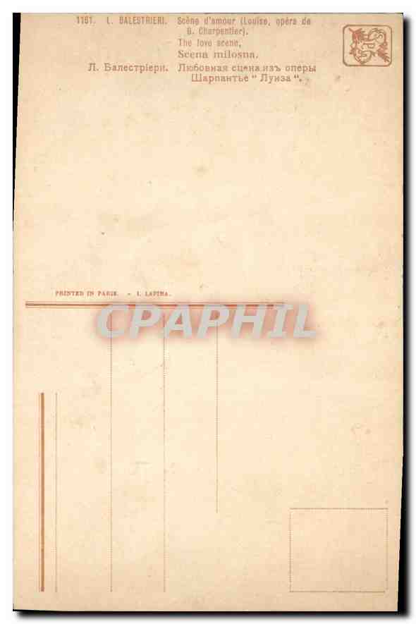 CPA Scene d'Amour Balestrieri — Verso