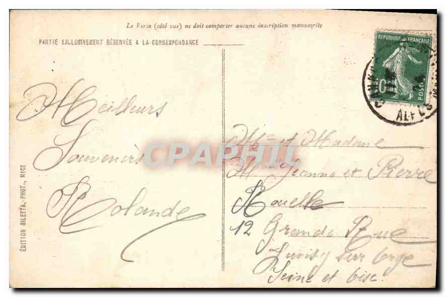 CPA Cannes Vue generale Le Cours  — Rückseite