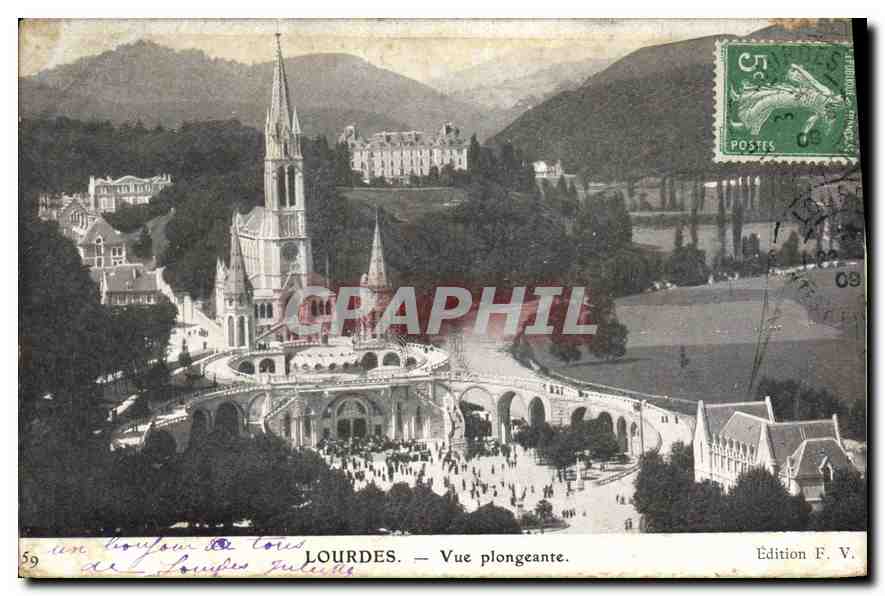 CPA Lourdes Vue plongeante 