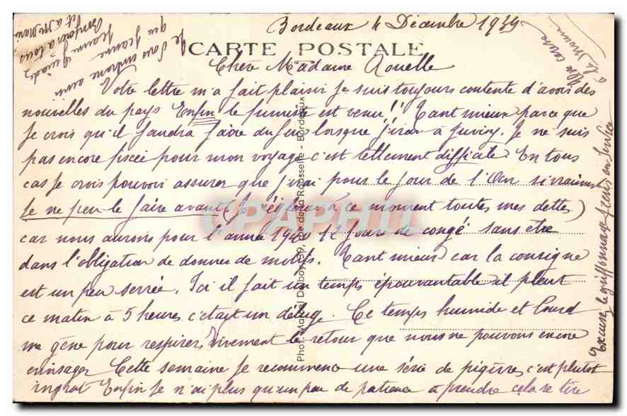 CPA Bordeaux Gare St Jean  — Verso