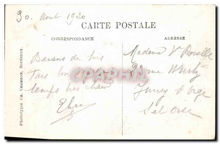 CPA Bordeaux Vue generale prise de la Tour St Michel  — Verso