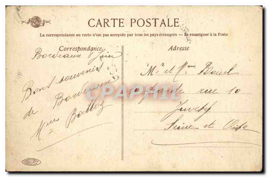 Bordeaux — Le Grand-Théâtre — Cartes Postales NARBESILLE — Rückseite