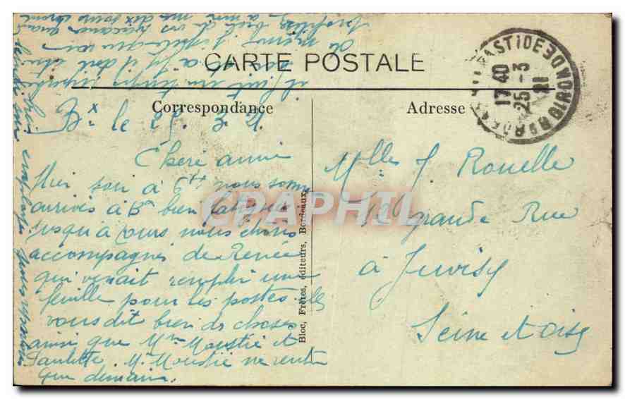 CPA Bordeaux La Fontaine des Trois Graces  — Verso