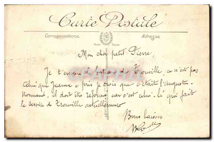 CPA Le Havre Le Trouville sortant des jetees Bateau — Verso