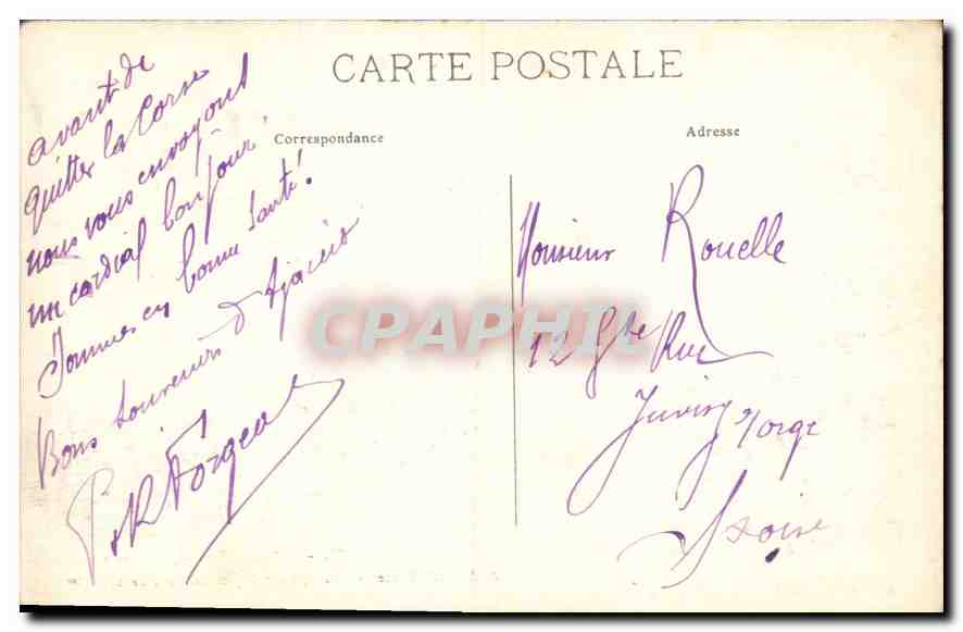 CPA Ajaccio Corse Canape aur lequel est ne Napoleon  — Rückseite