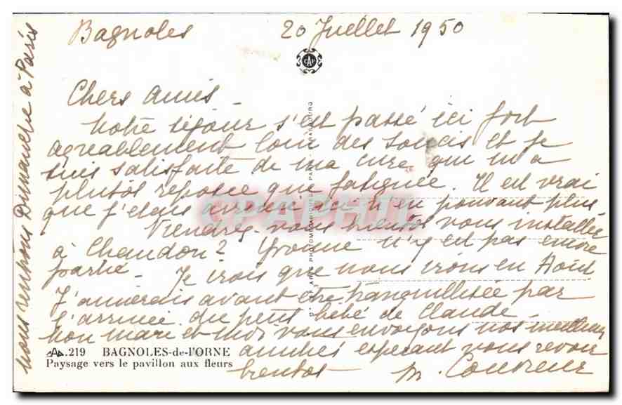 CPA Bagnoles de l'Orne Paysage vers le Pavillon aux fleurs  — Verso