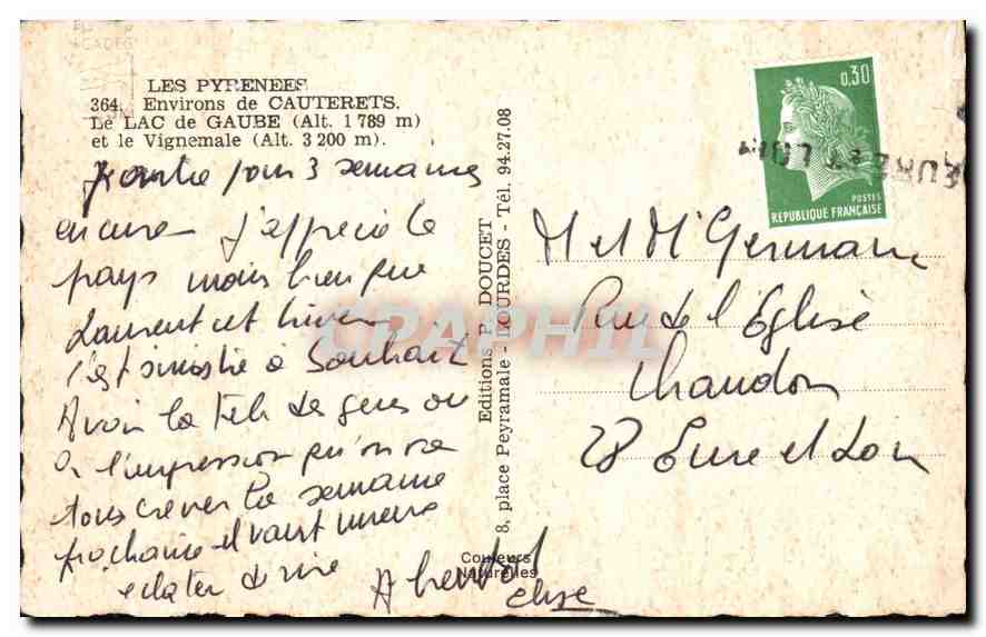 Lac de Gaube — Les Pyrénées — Éditeur Edlux — Rückseite