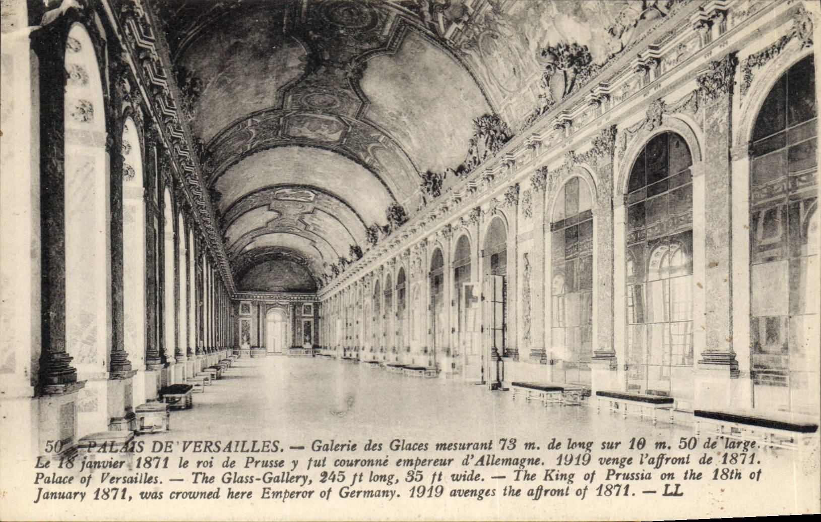 Palais de Versailles — Galerie des Glaces — Éditeur : Levit Fils & Cie, Paris