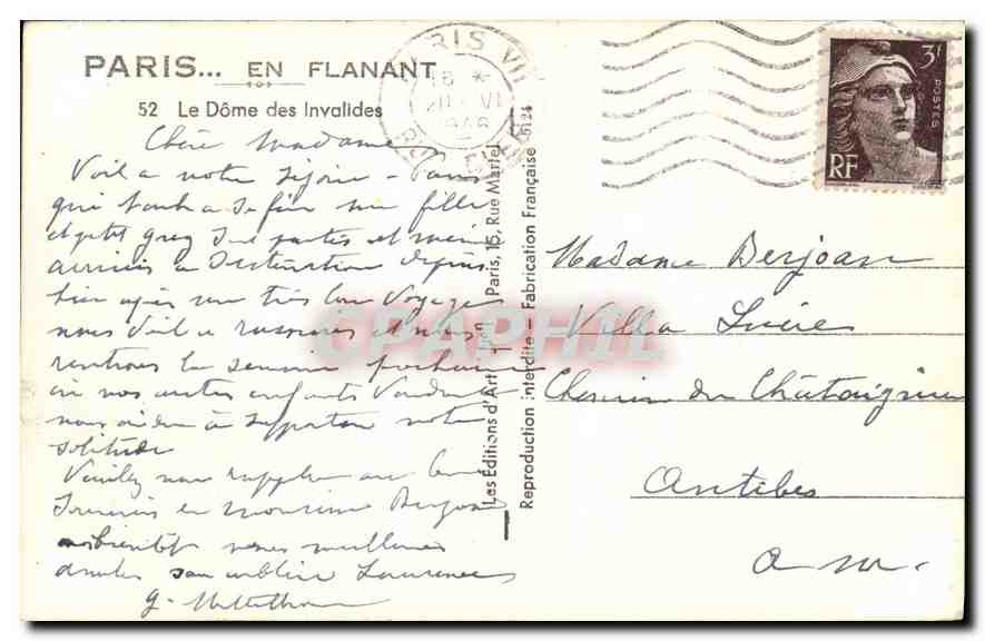 CPA Paris en Flanant le Dole des Invalides  — Rückseite