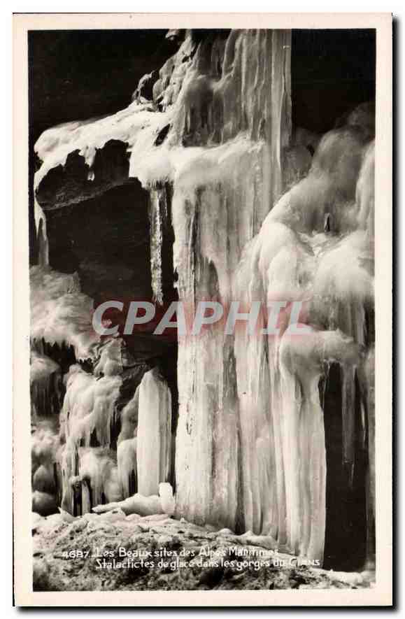CPA Les Beaux sites des Alpes Maritimes stalactictes de glace dans les gorges du Cians 
