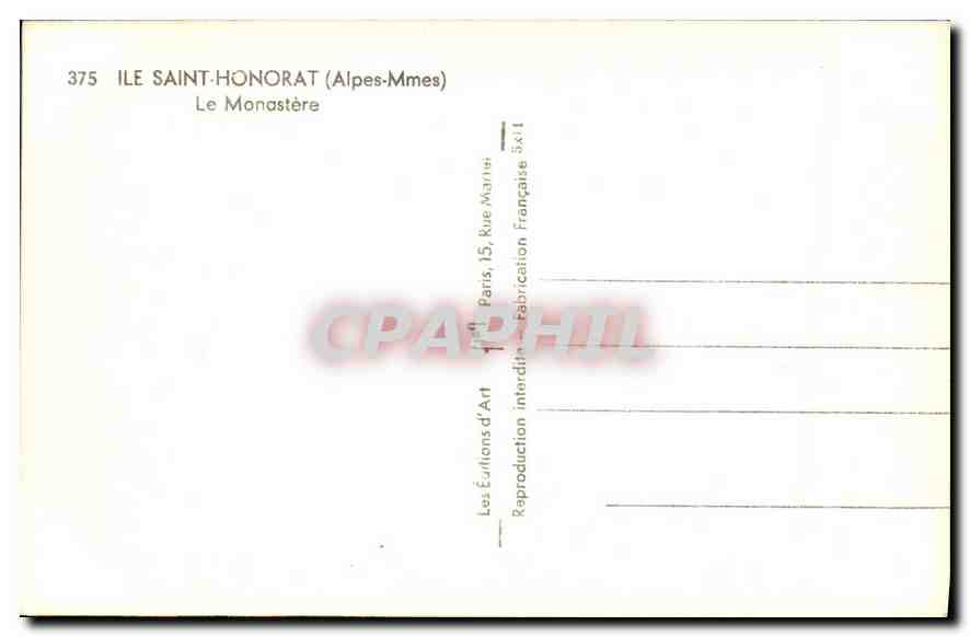 CPA Ile Saint Honorat Alpes Mmes le Monastere  — Rückseite