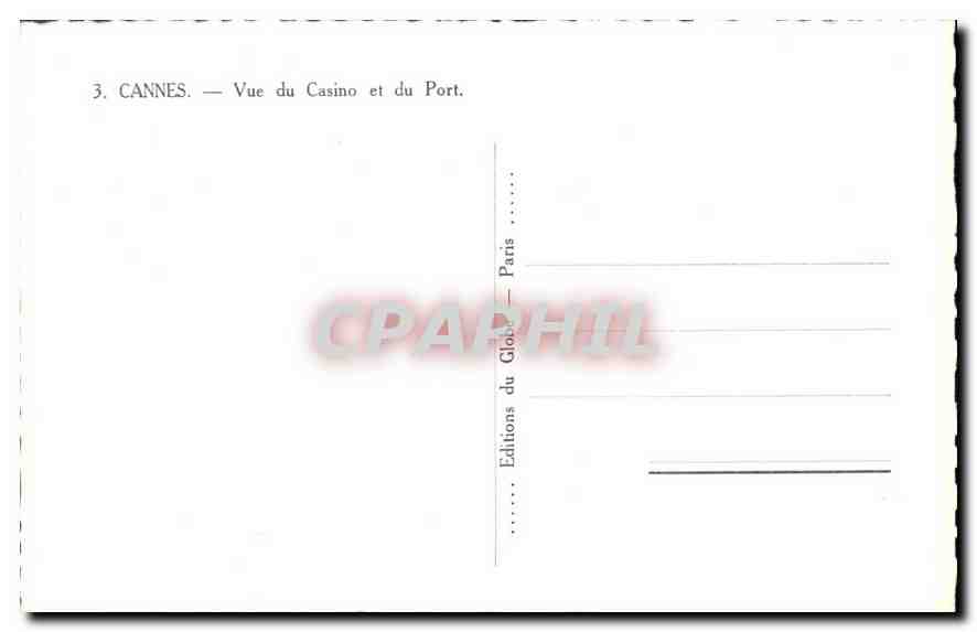 CPA Cannes vue du casino et du port  — Rückseite