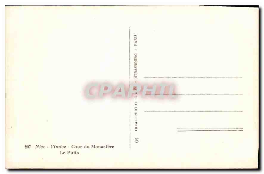 CPA Nice Cimiez cour du Monastere le puits  — Rückseite