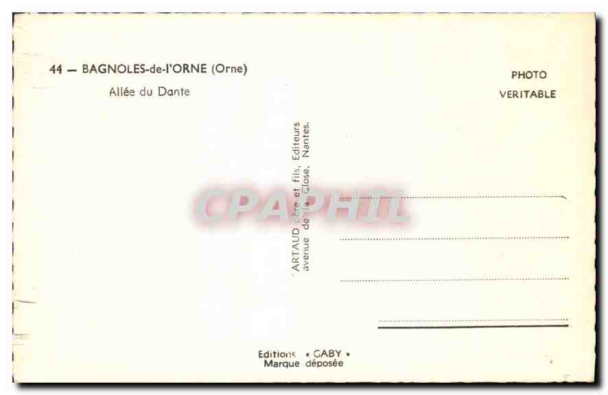 CPA Bagnoles de l'Orne Orne Allee du Dante  — Verso