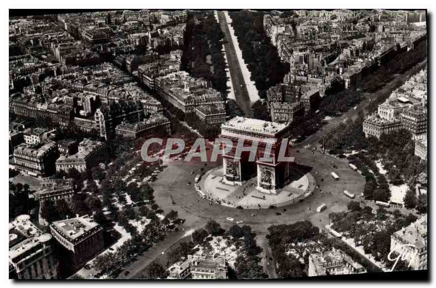 CPA En avion sur paris Pilote orerateur R Henrard la place et l'arc de triomphe de l'Etoile au fond 