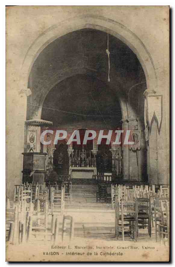 Vaison - Intérieur de la Cathédrale — Éditeur L. Marcelin, marchand de livres, Grand'Rue, Vaison