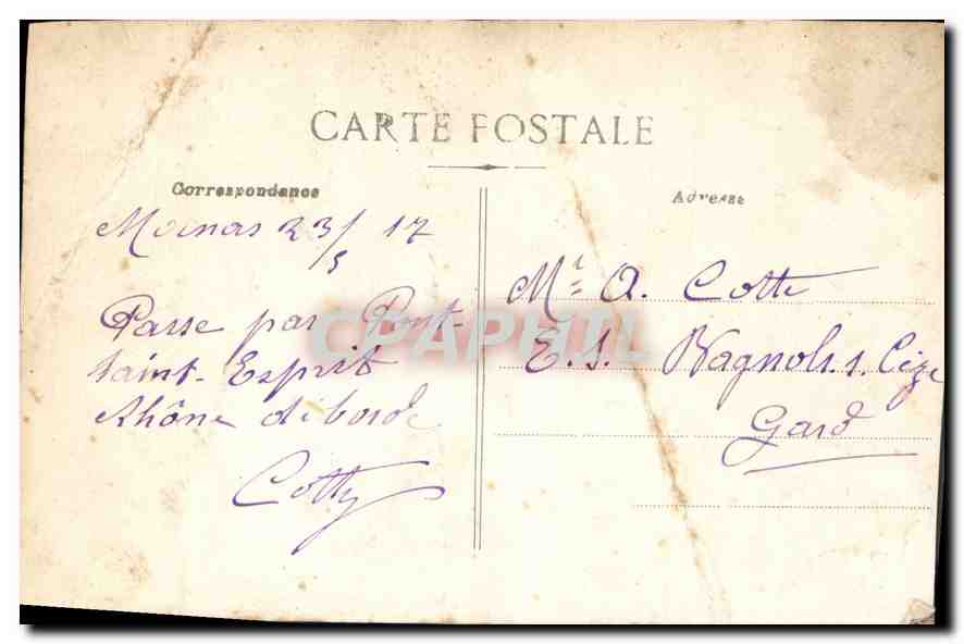 CPA Mornas La Fontaine du Cours  — Rückseite