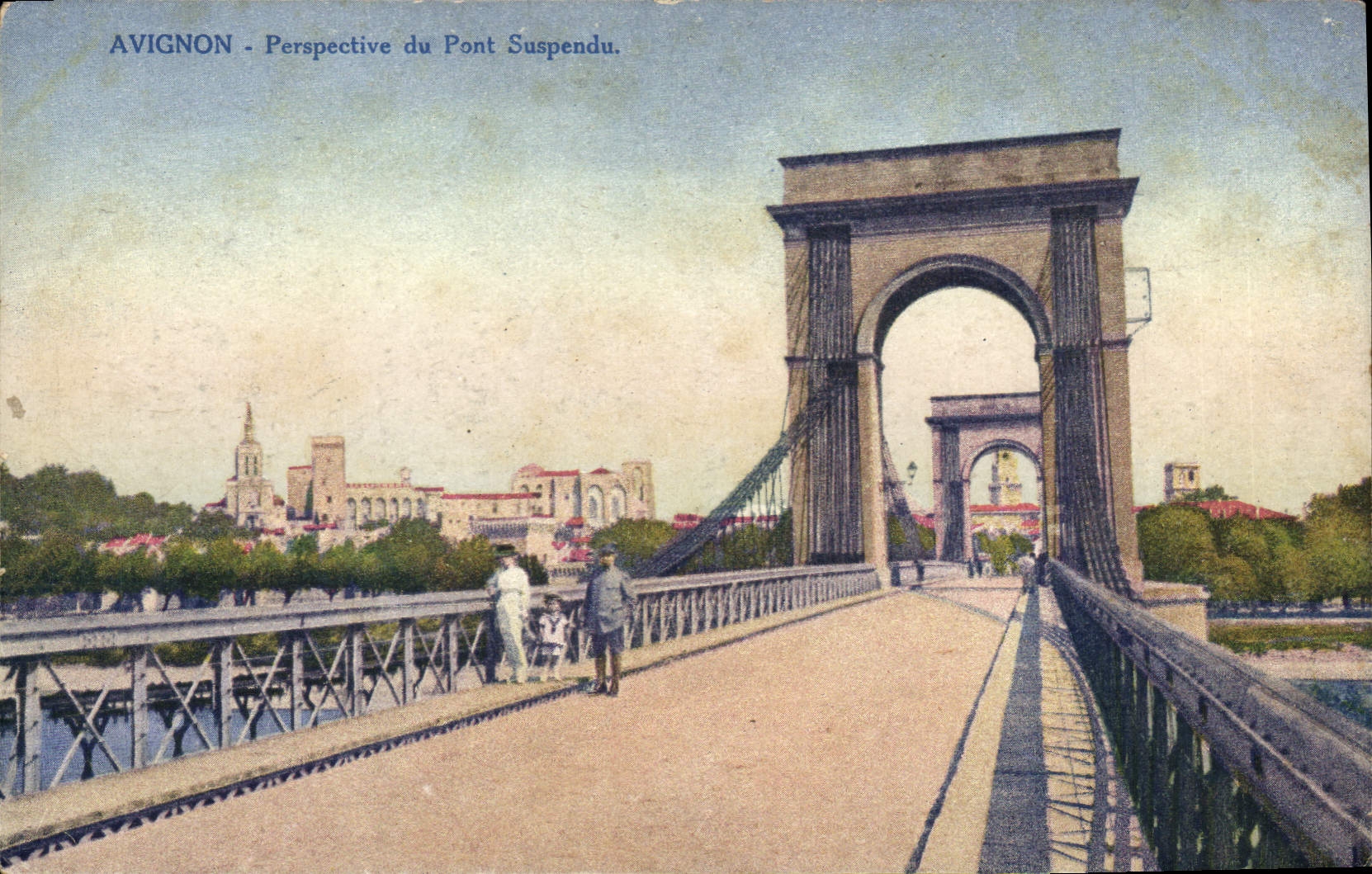 CPA Avignon Perspective du Pont Suspendu 