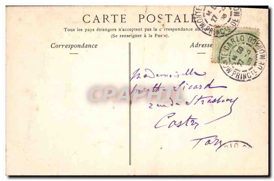 CPA Casino de Monte Carlo Les Terrasses  — Rückseite