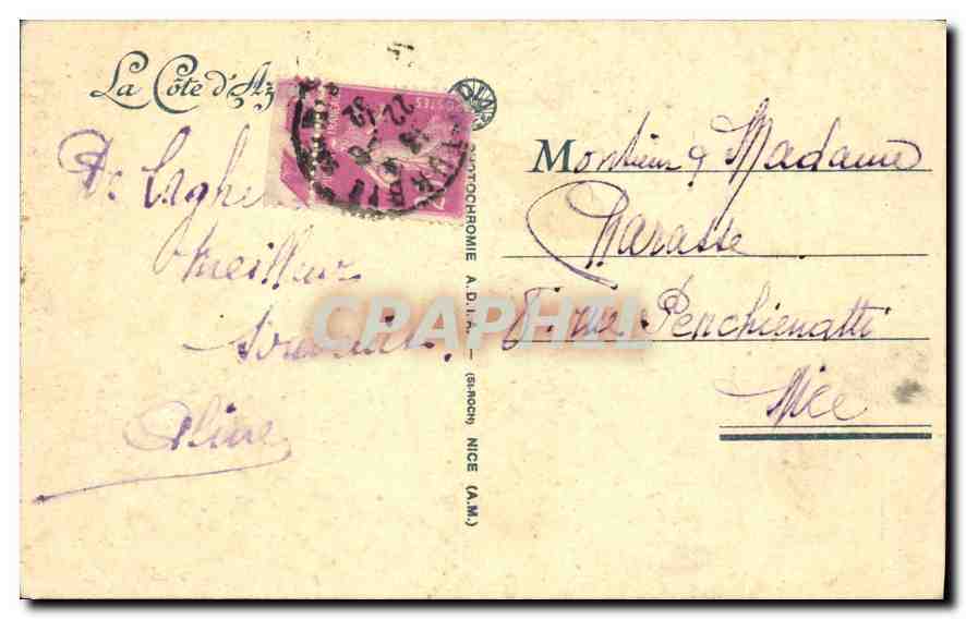 CPA Laghet A M Le Monastere et Route de la Turbie  — Rückseite
