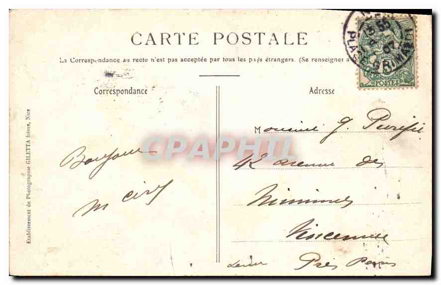 CPA Nice Le Paillon Pont Vieux  — Rückseite