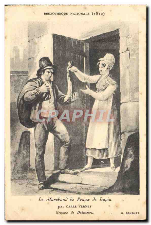 Le Marchand de Peaux de Lapin — gravure de Debuacours — par Carle Vernet (1810) — H. Bouquet