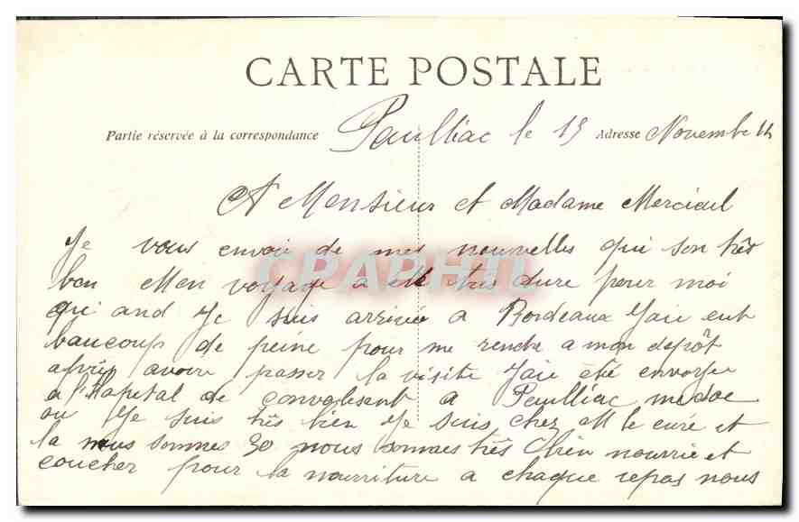 CPA Bordeaux monument des Girondins Groupe Sud  — Verso