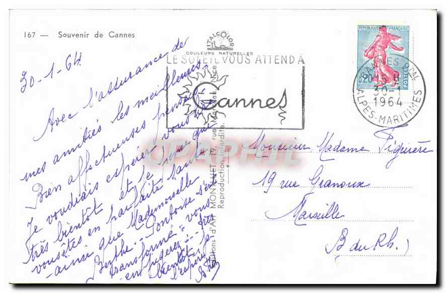 CPA Souvenir de Cannes  — Rückseite
