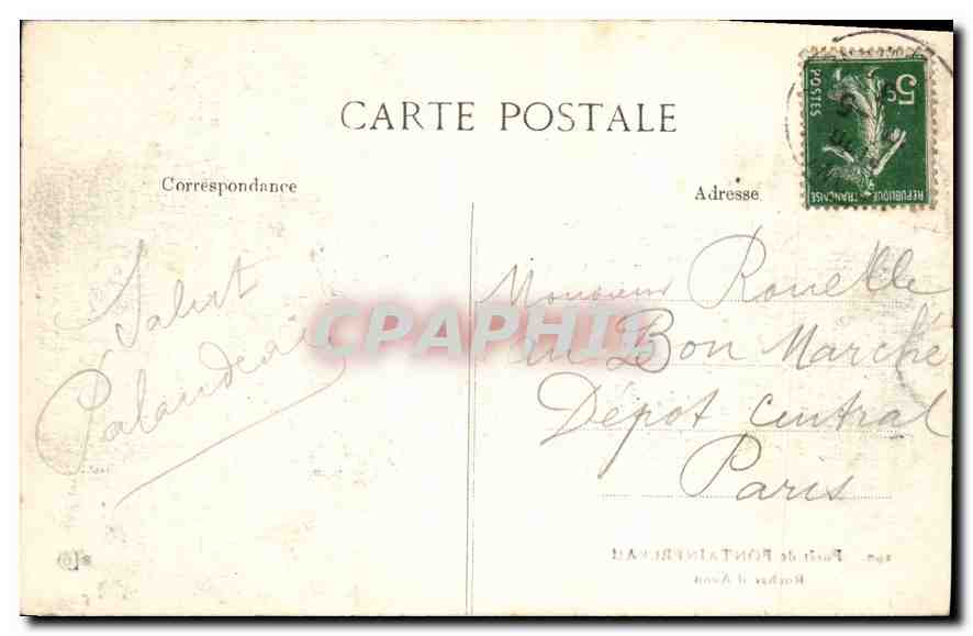 Forêt de Fontainebleau — Rocher d'Avon — Éditeur non identifié, n° 290 — Verso