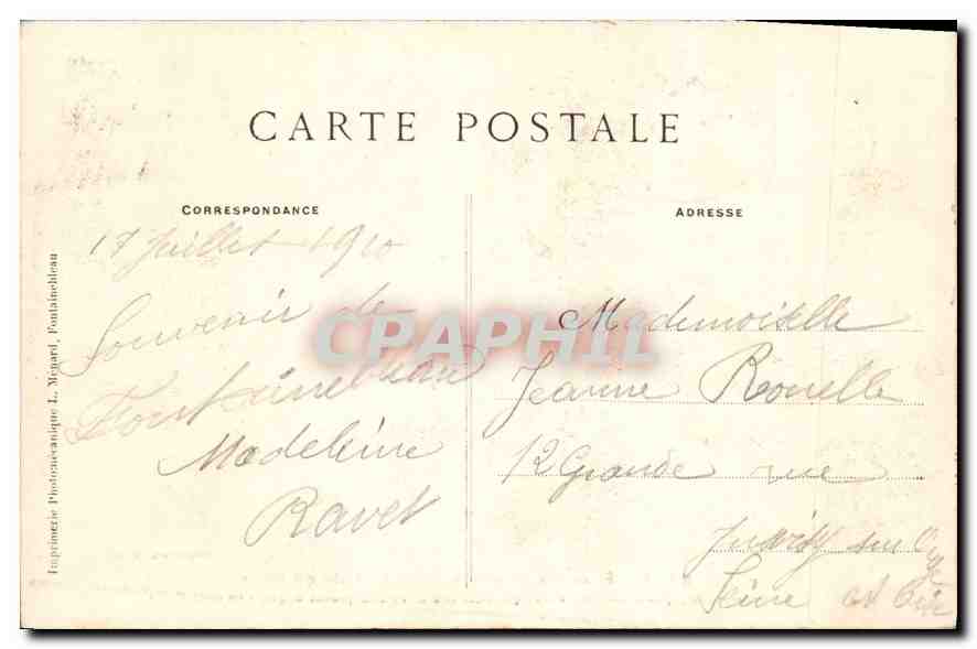 Forêt de Fontainebleau — La Roche qui Pleure — Collection Artistique L. M. — Verso