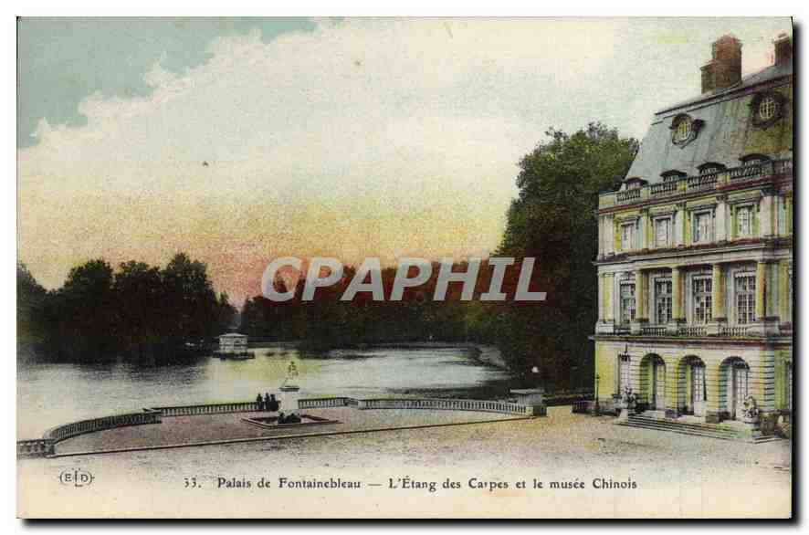 CPA Palais de Fontainebleau l'Etang des Carpes et le Musee Chinois 