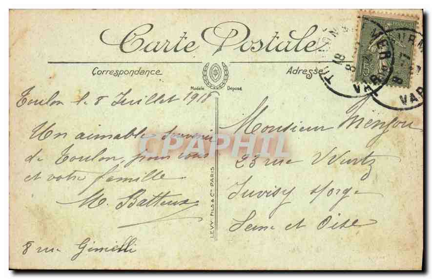 CPA Cote d'Azur toulon grand hotel et place de la Liberte  — Verso