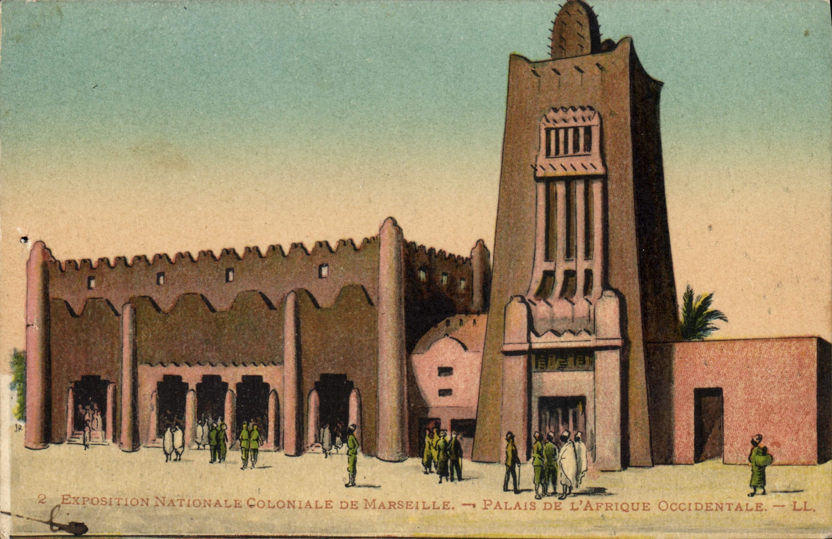 CPA Exposition Nationale Coloniale de Marseille Palais de l'Afrique Occidentale 