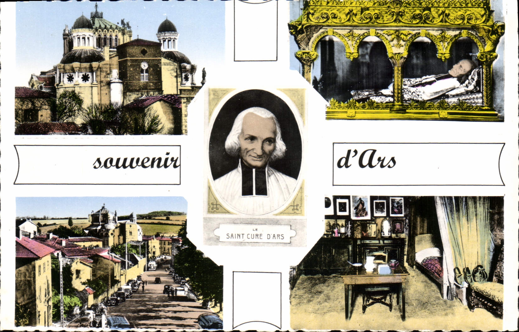 CPA Souvenir d'Ars Ain la Basilique la Chasse du Saint Cure d'Ars vue generale la Chambre du Saint C