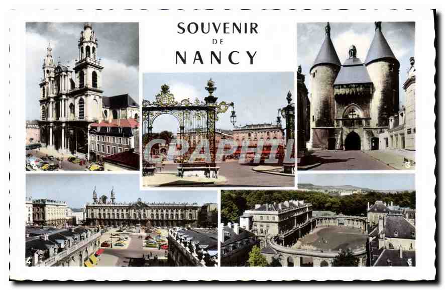 CPA Nancy place Stanislas Grilles de Jean Lamour la cathedrale porte de la Graffe hotel de ville et 