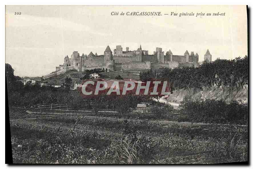 CPA Cite de Carcassonne vue generale prise au Sud Est 