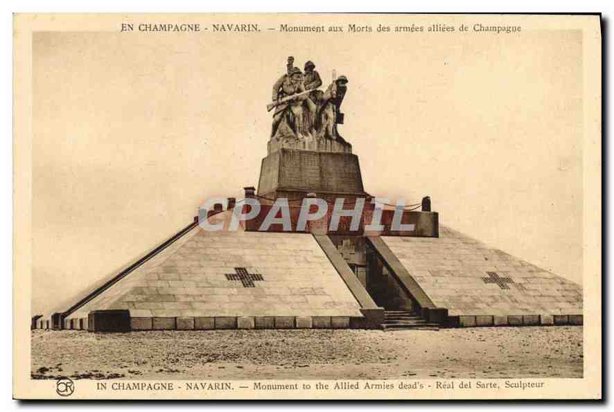 CPA En Champagne Navarin monument aux Morts des armees alliees de Champagne 
