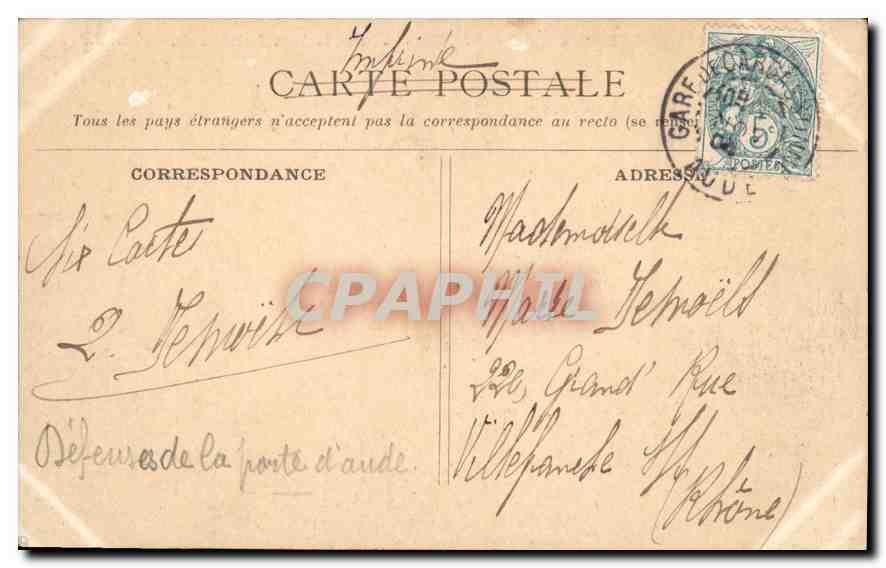 CPA Cite de Carcassonne Château — Verso