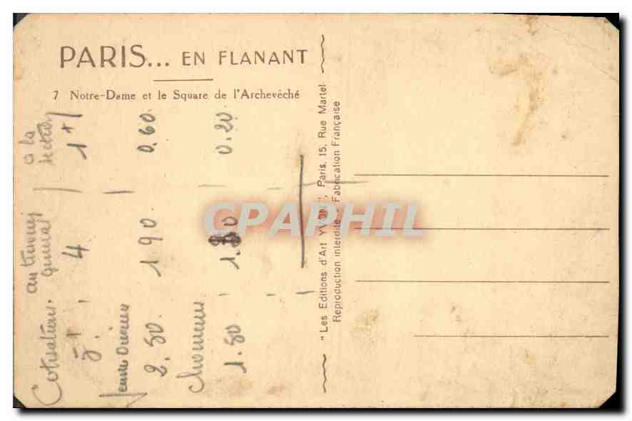 CPA Paris en Flanant Notre Dame et le Square de l'Archeveche  — Verso